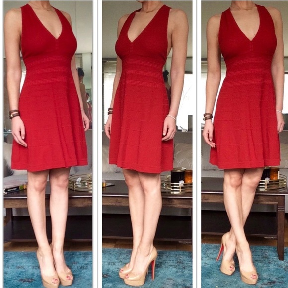 Missoni Red Crochet Lace Knit Surplice Criss-Cross Back A-Line Dress 38 - Picture 4 of 9